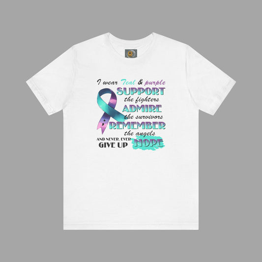 I Wear Teal and Purple -Awareness Ribbon T-Shirt