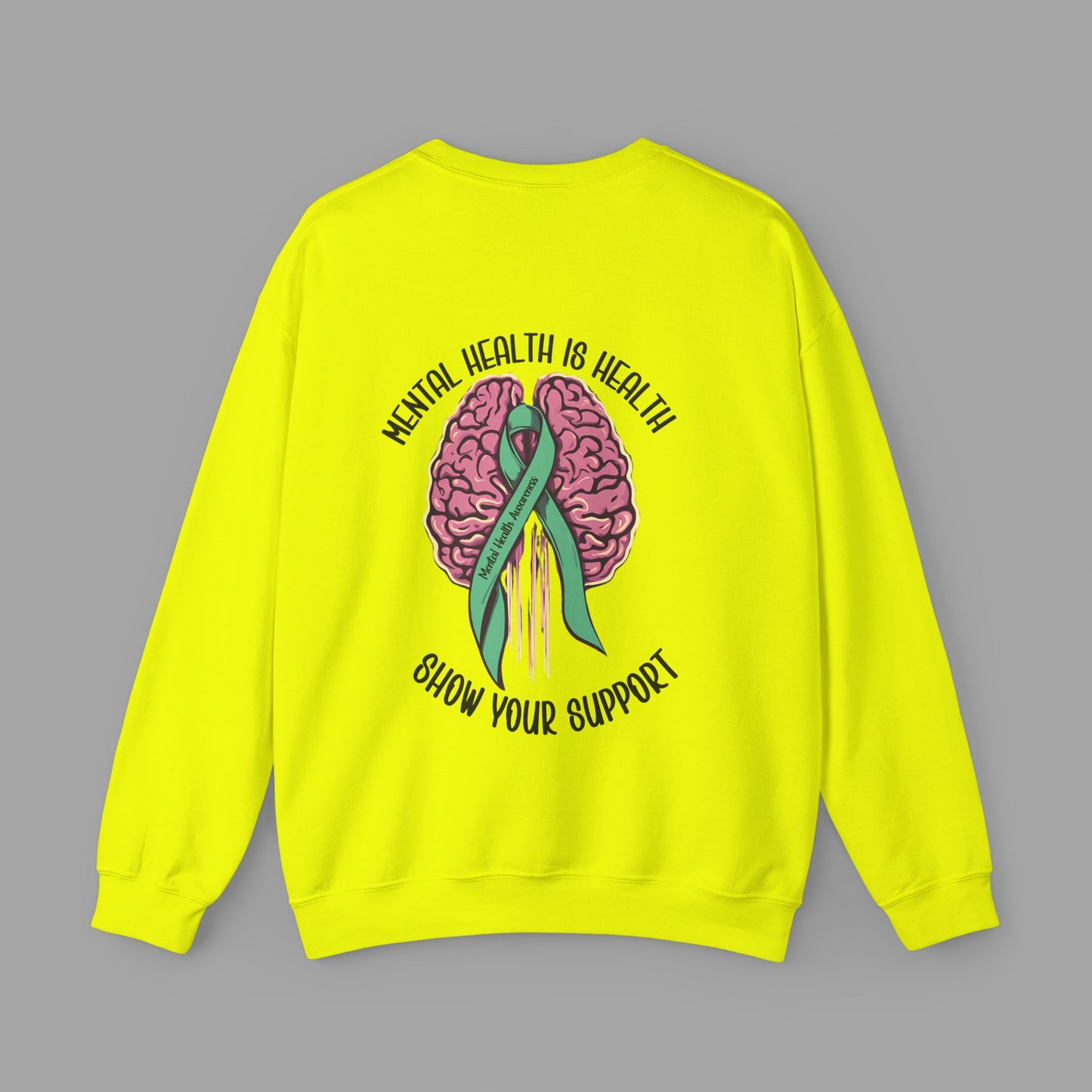 Mental Health is Health -Show Support with Green Awareness Ribbon Design- Unisex Crewneck Sweatshirt™