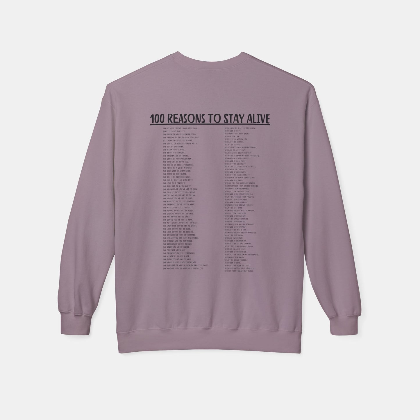 100 Reasons To Stay Alive -Keep Going;-Suicide Awareness Prevention-Unisex Midweight Crewneck Sweatshirt