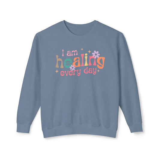 Retro Style Healing Lightweight Crewneck Sweatshirt - Mental Health Awareness