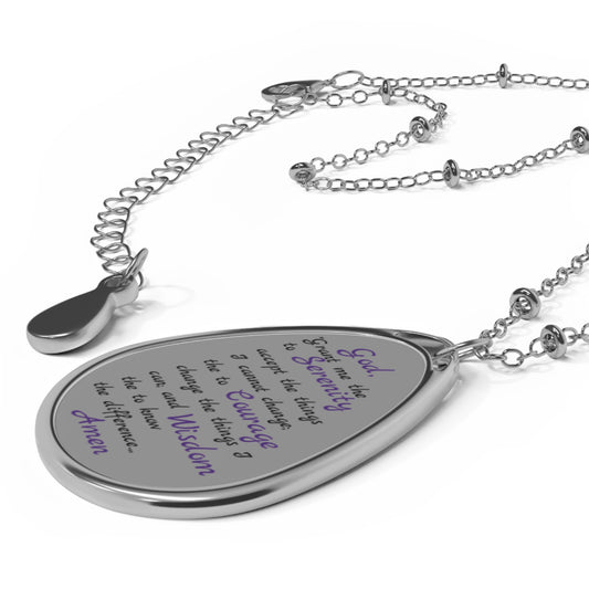 Serenity Prayer Oval Necklace – Inspiring Recovery Gift for Strength & Peace