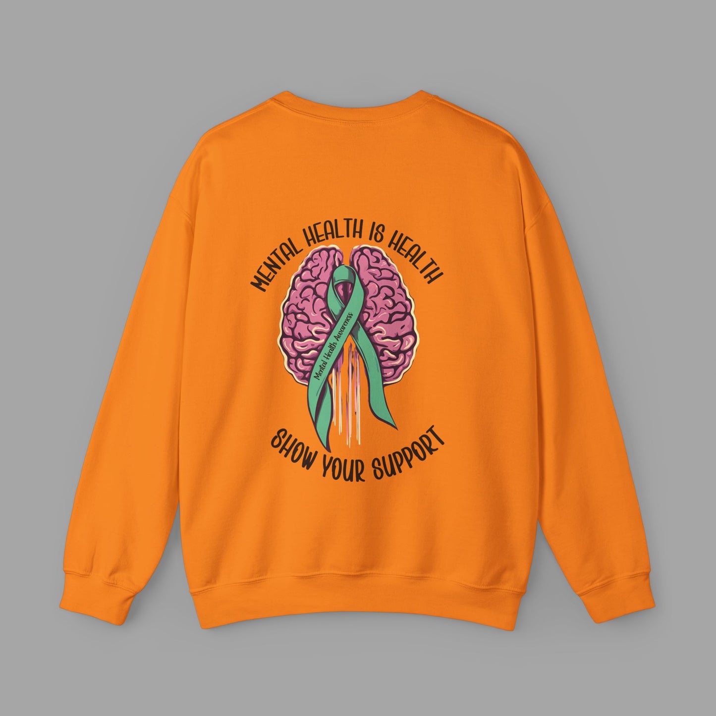 Mental Health is Health -Show Support with Green Awareness Ribbon Design- Unisex Crewneck Sweatshirt™