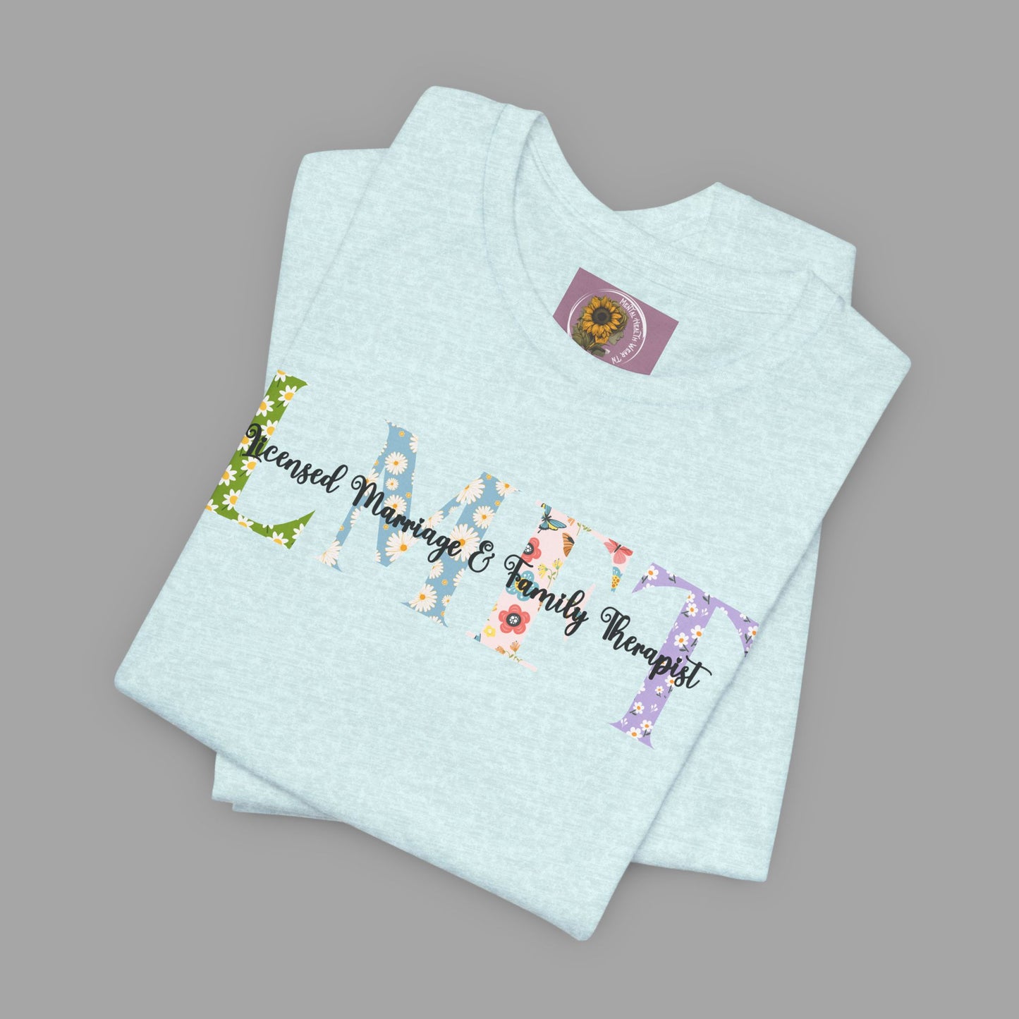 LMFT- Licensed Marriage & Family Therapist- Floral Print- Unisex Short Sleeve T-Shirt