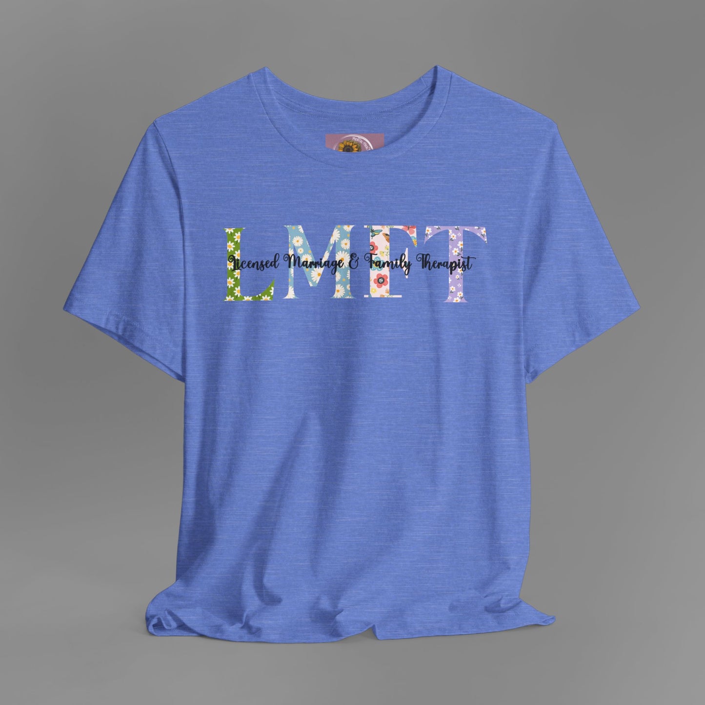 LMFT- Licensed Marriage & Family Therapist- Floral Print- Unisex Short Sleeve T-Shirt