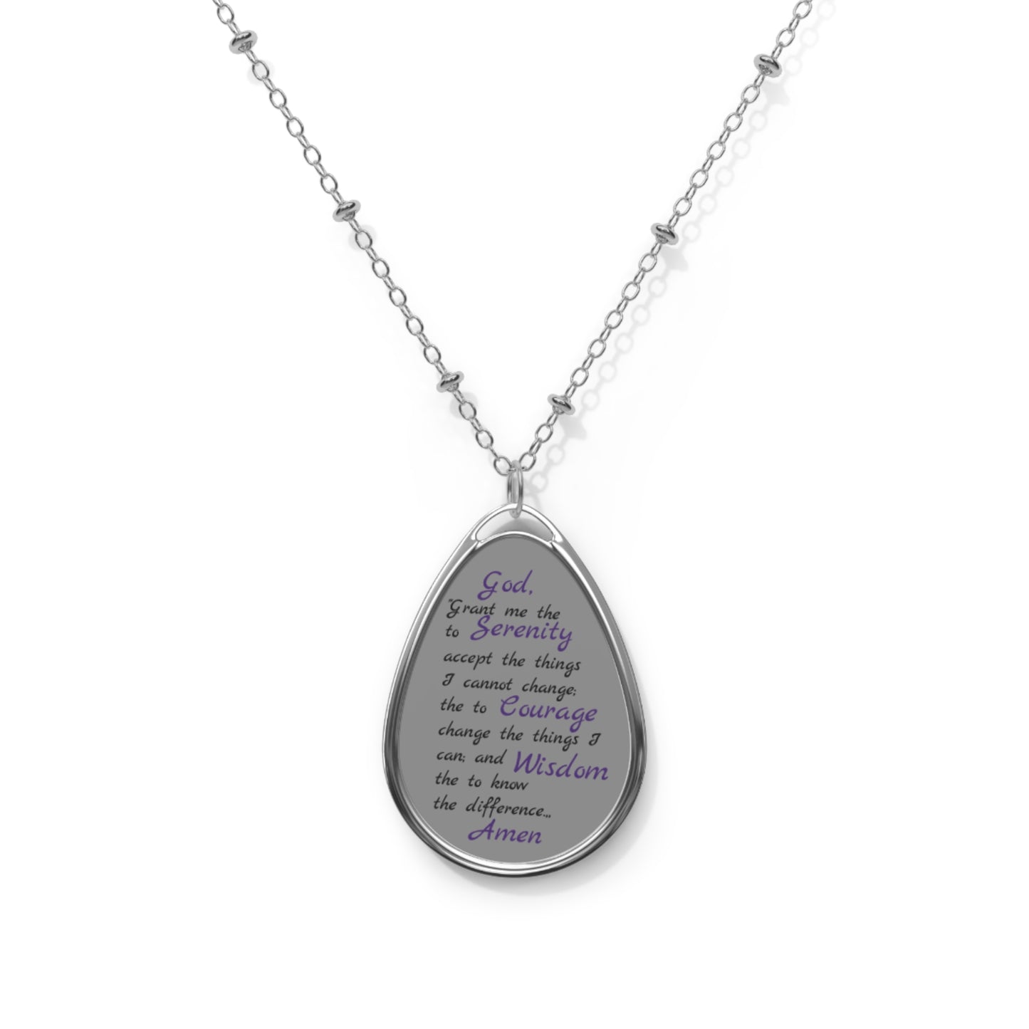 Serenity Prayer Oval Necklace – Inspiring Recovery Gift for Strength & Peace