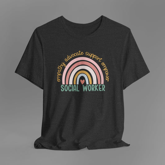 Rainbow Social Worker - Unisex  Short Sleeve Tee - Mental Health Wear TN